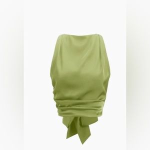 Cowl Neck Ruched Open Back Crop Top